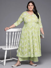 Floral Printed High Slit Gotta Patti Pure Cotton Kurta with Palazzos-AP-AHKUPZ-COMBO-690